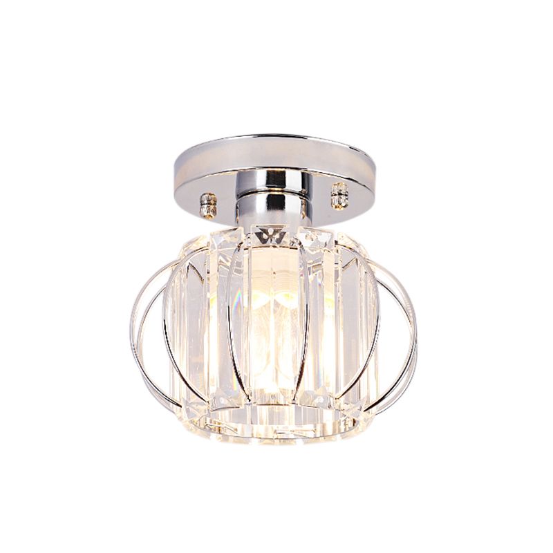 Mini lampe encastrée globe noir/chrome cristal 1 lumière simplicité couloir plafonnier
