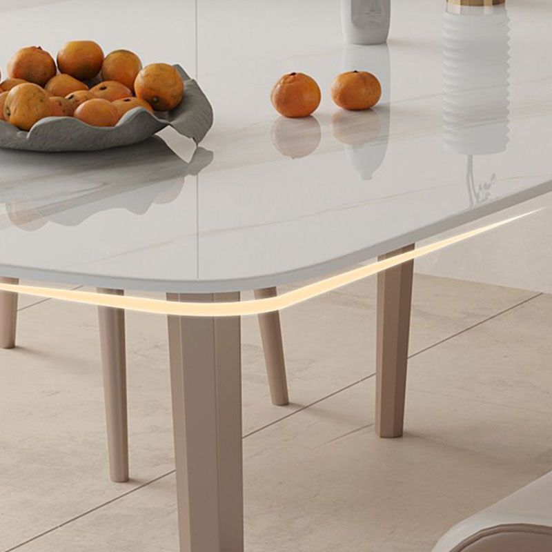 Kitchen Luxury Dinner Table Stone Rectangle 4 Legs Dining Table