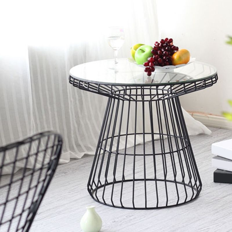 Modern Style Glass Round Side Table Dia 19.7-inch Frame End Table