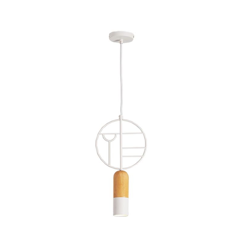 Ciondolo a forma di legno a forma di gesso nordico a forma di legno singolo con soffitto a testa singola in bianco con arredamento rotondo cablato