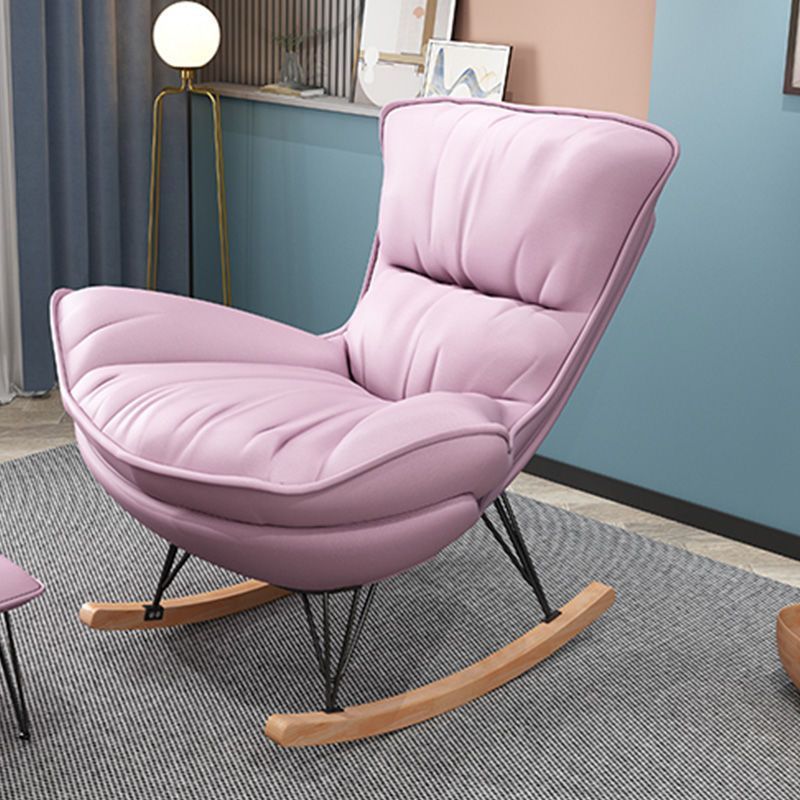 Contemporary Rocking Accent Chair Wingback Antique Finish Rocking Chair