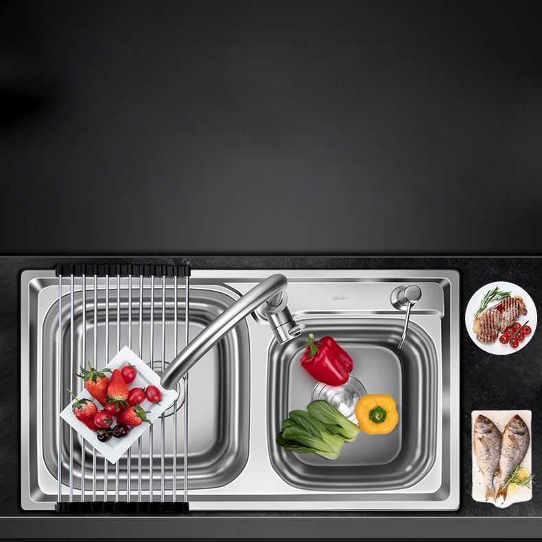 Contemporary Style Kitchen Sink Stainless Steel Kitchen Double Sink with Soundproofing