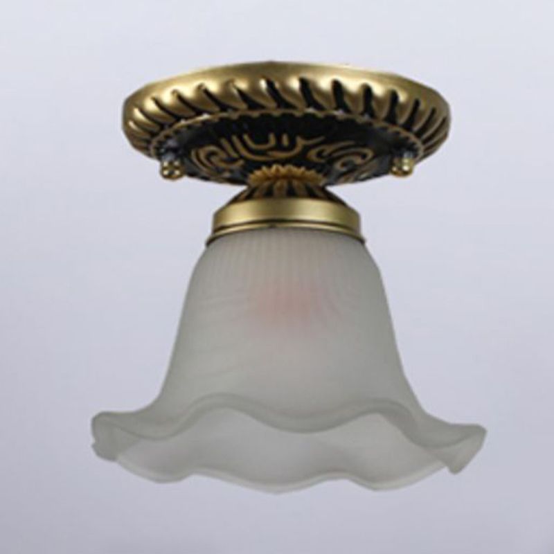 Small Foyer Ceiling Light Vintage Frosted Glass Single-Bulb Flush Mount Lamp