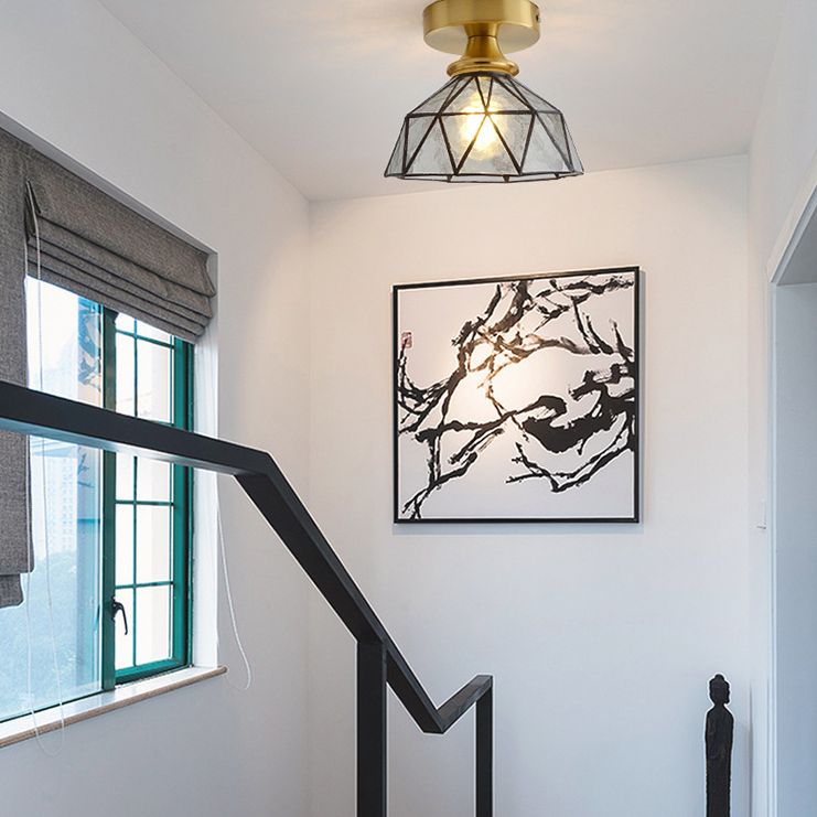 Luz de techo semi rascilla de pasillo pequeño vidrio antiguo 1 cabezal de montaje de montaje luminoso