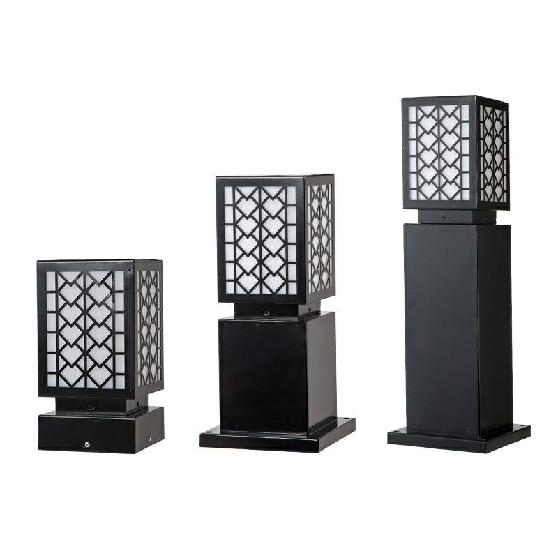 Metal Block Solar Ground Lamp Modernism Black-White LED Lawn Lighting for Courtyard