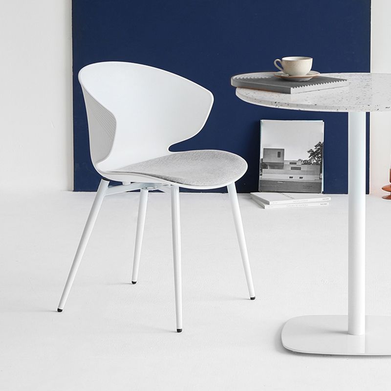 Modern Dining Room Upholstered Wingback Plastic Armless Dining Chair