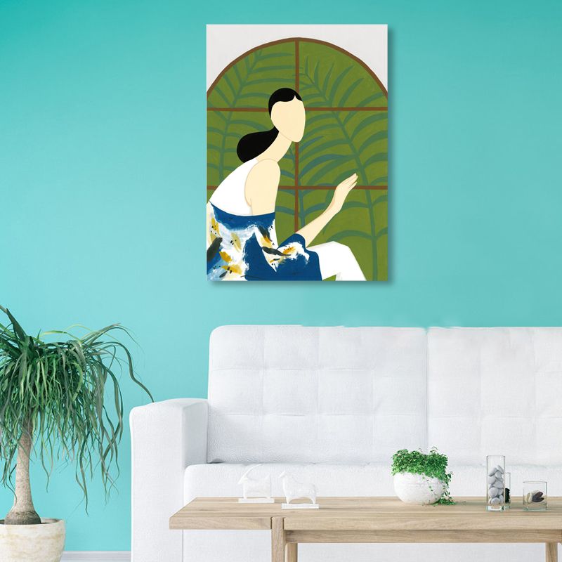 Toile murale à motif de fille pour intérieur de maison, couleur douce, plusieurs tailles disponibles