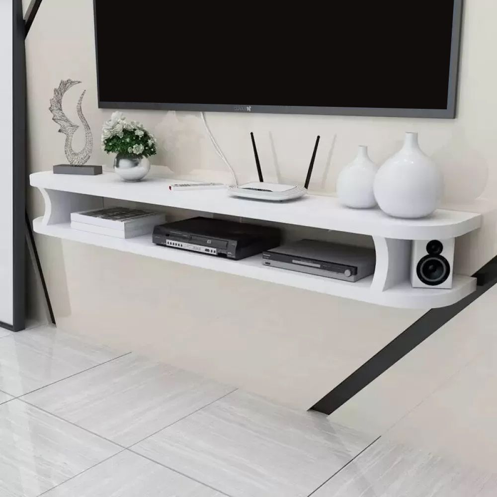 9" W Scandinavian TV Media Stand Open Shelving Wall-mounted TV Media Console