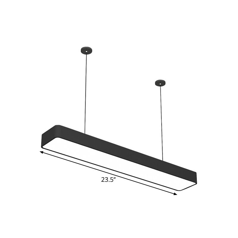 Lampada di sospensione del soffitto lineare moderno ciondolo a goccia a led nera acrilico per ufficio, 23,5 "/47"/59 "