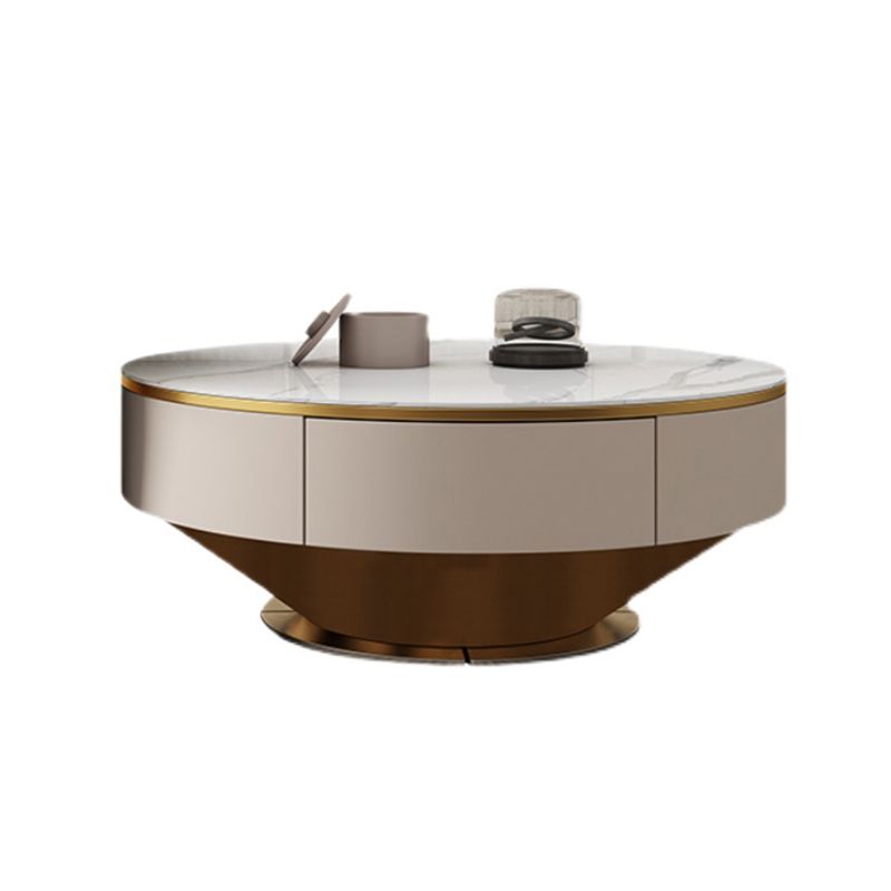 Modern Marble Drum Coffee Table Round Cocktail Table in white