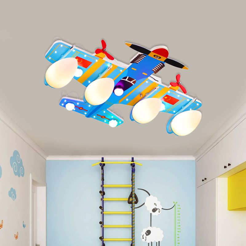 Straaljager jongensslaapkamer inbouw 4 koppen acryl kinderplafondlamp in blauw