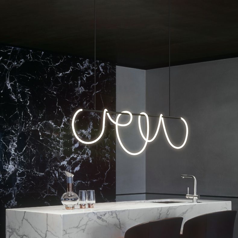 Lineare Inselbeleuchtung Idee Modernes Metall 1 Leuchtanbieter Beleuchtung für Esszimmer