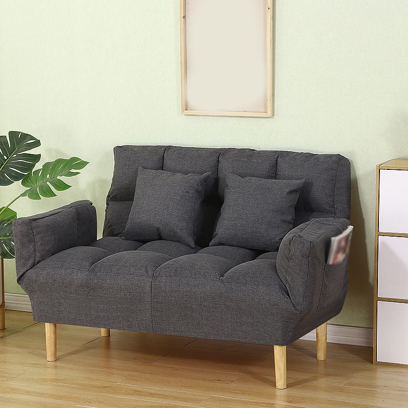 Square Arm Sofa Reclining 48.43" Biscuit Back Linen Loveseat