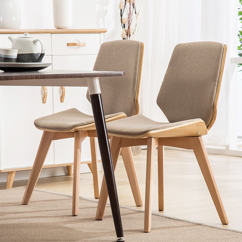 Home Contemporary Side Chair Solid Back Upholstered Wood Dining Room Chair