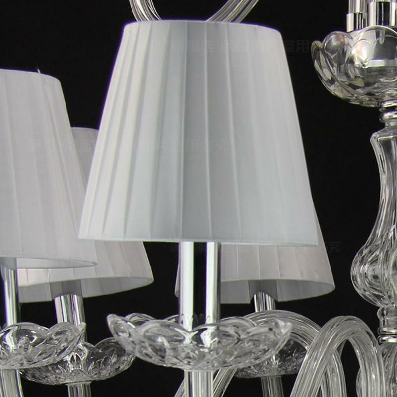 Tissu plissé du lustre blanc empire ombre pendentif transitionnel léger avec des pendalogues en cristal