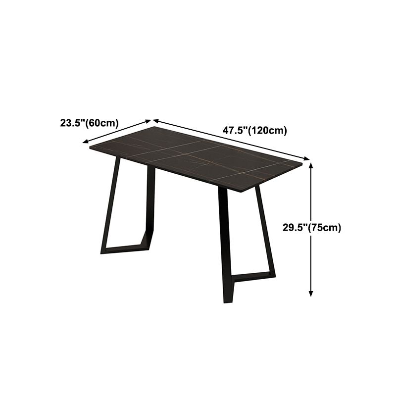 Industrial Iron Dining Table Stone Dining Furniture with Metal Base