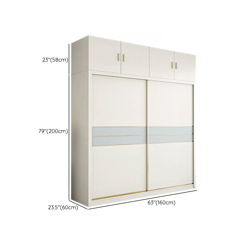 Contemporary Freestanding Wood Wardrobe Sliding Soft Close Doors in White