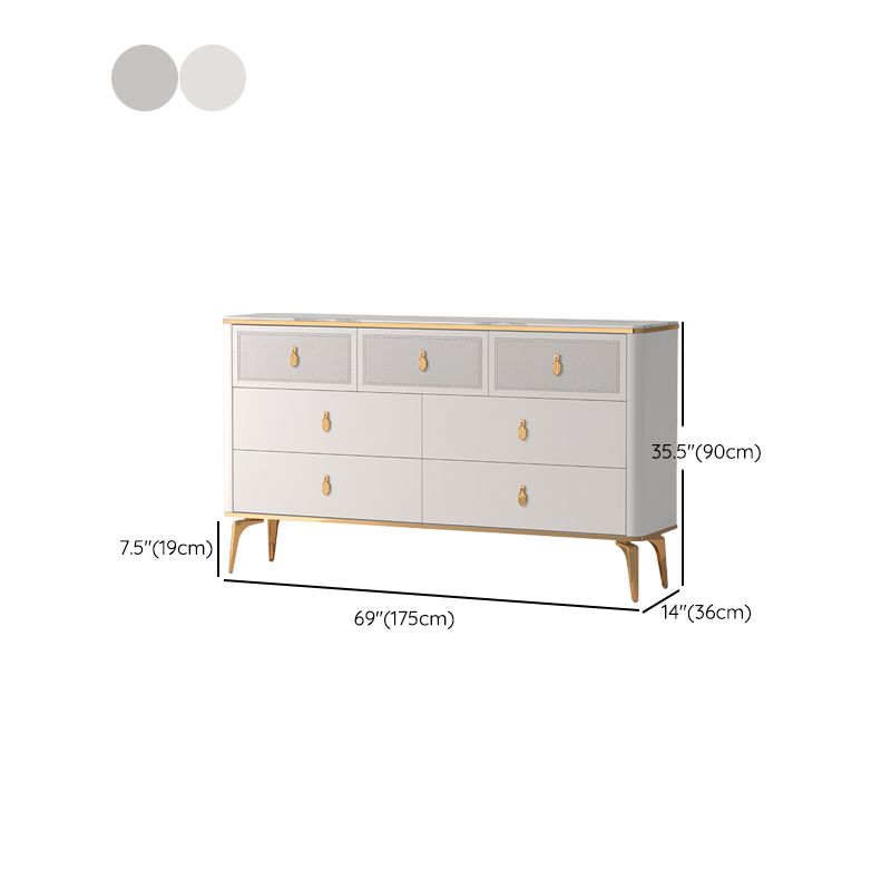 Classic Glam Stone Double Dresser Horizontal Storage Chest for Bedroom