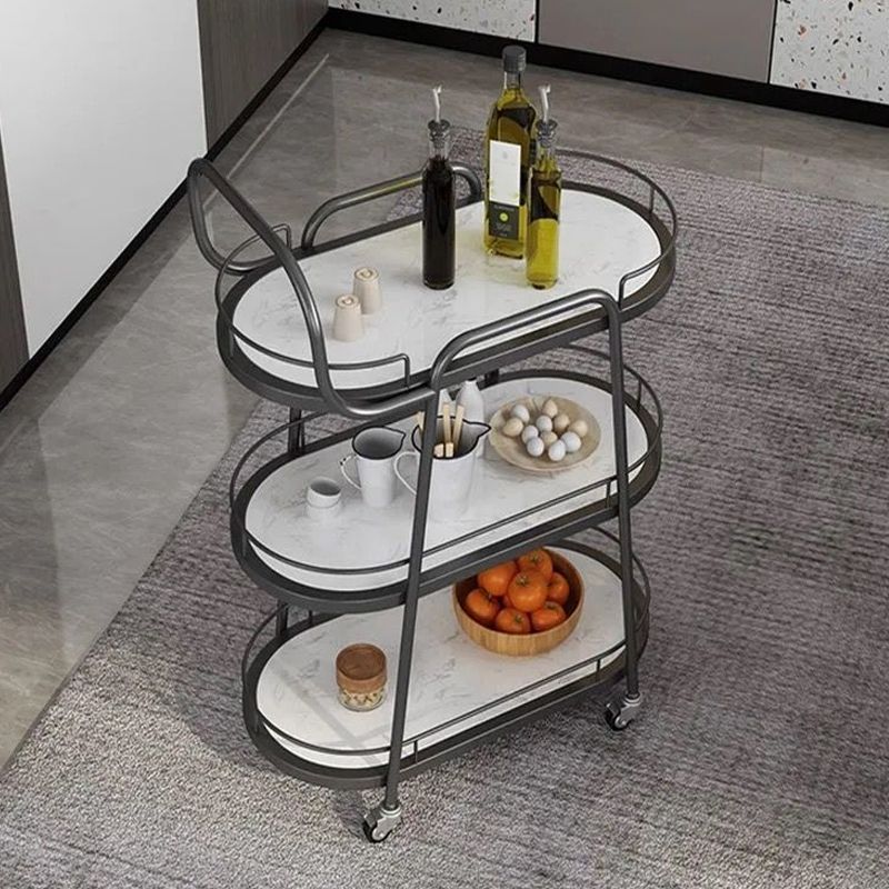 32.28" High Rolling Modern Style Prep Table Stone Prep Table for Dining Room