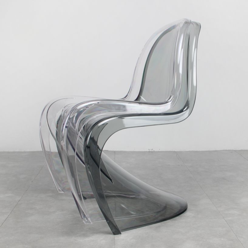 Contemporary Style Plastic Dining Armless Chair Curved Dining Solid Chair (Set of 4)