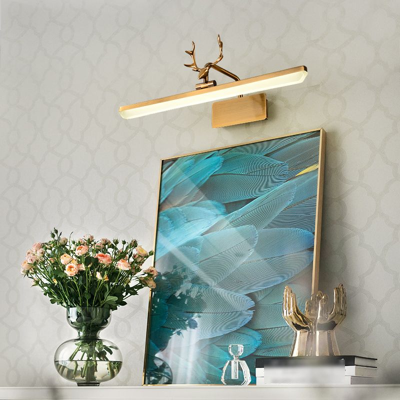 Linear Shade Metal Wall Sconce Modern 1 Light Mirror Wall Mount Light Fixture