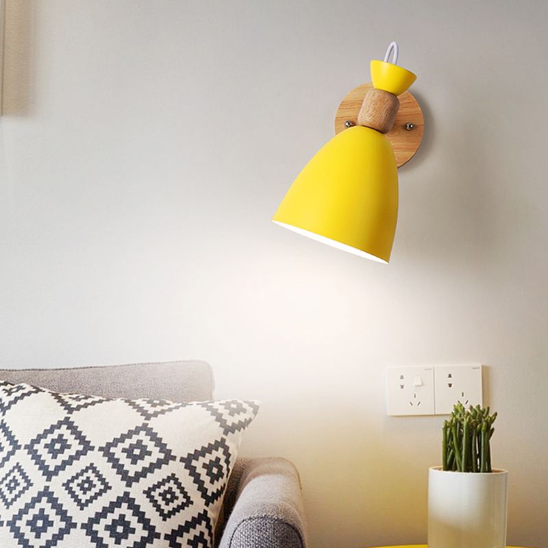 Nordic Style Colorful Wall Light Bell Shape Adjustable Wall Lamp for Bedroom