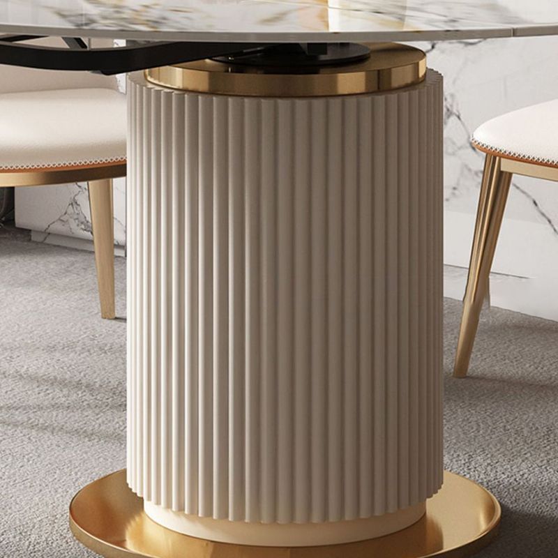 Glam Round Dining Set Stone 1/4/7 Pieces Dining Furniture for Indoor