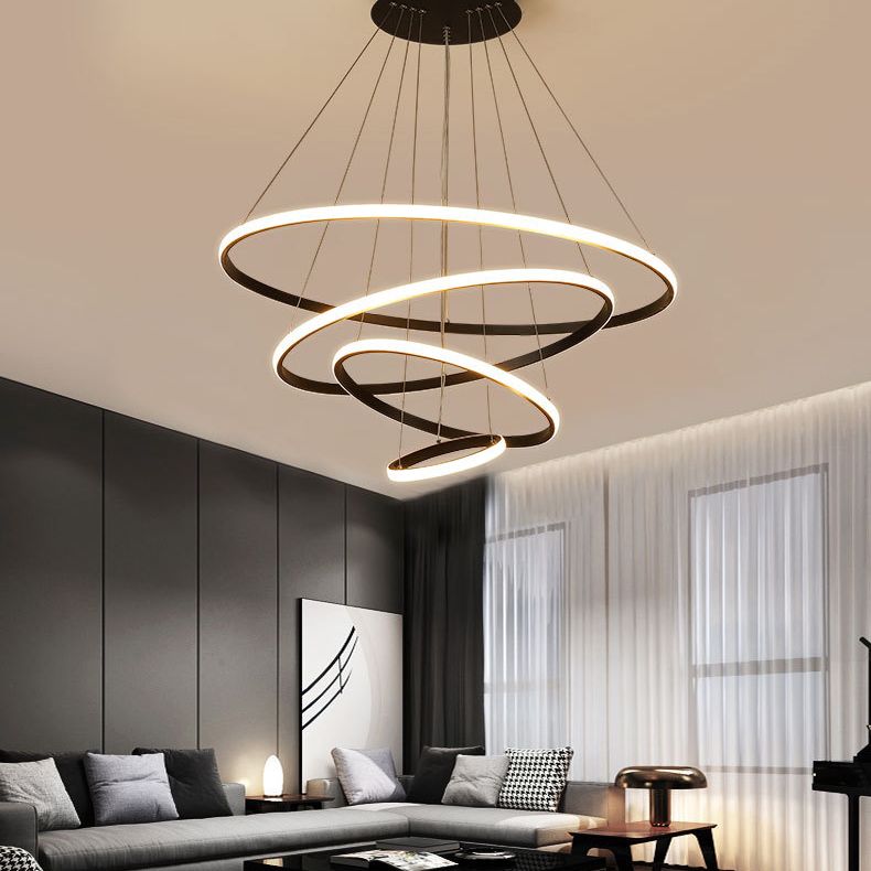 Luce il lampadario del soggiorno acrilico minimalista a ciondolo a led multi-anello Lumo lampadario