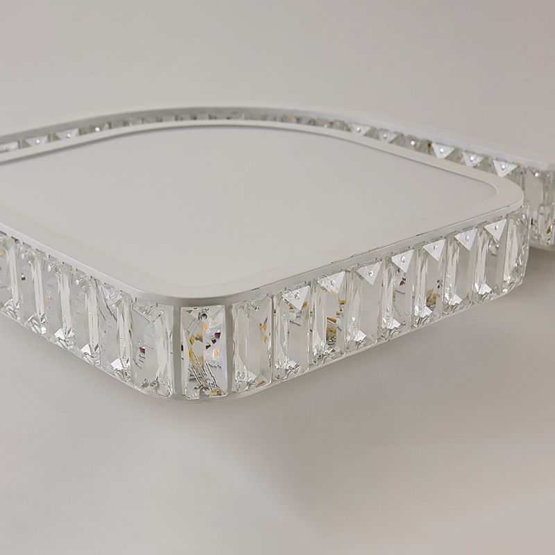 Weiße rechteckige LED -Flush -Halterung im modernen Luxusstil -Kristalldecklicht für Wohnzimmer