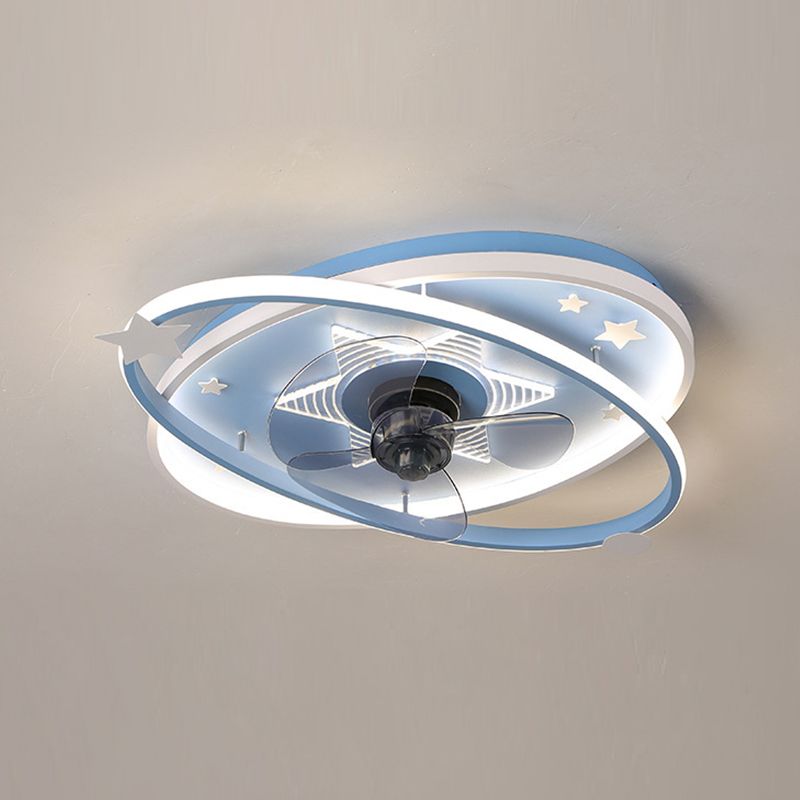 3-Blade Children LED Ceiling Fan Blue/pink Fan with Light for Foyer