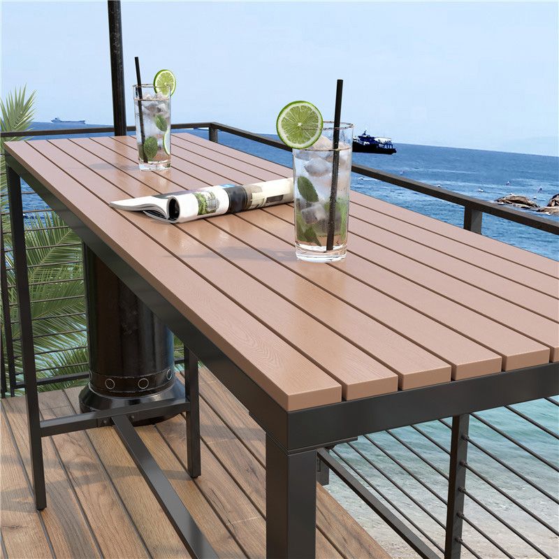 Industrial Metal Base Bar Table Pub Height Dining Table for Patio Use