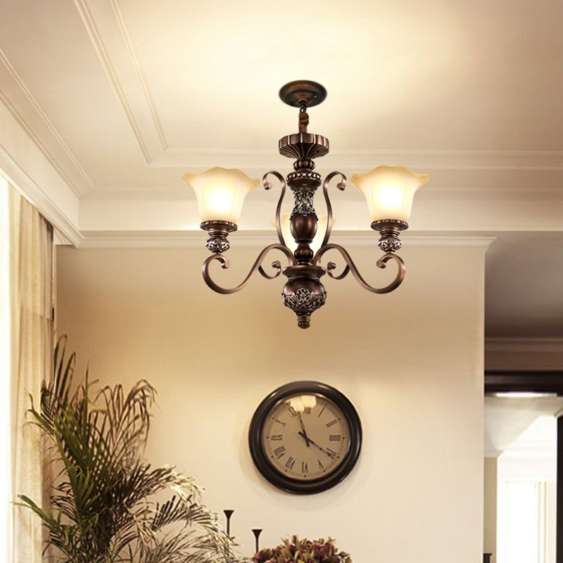 Bell Frosted Glass Chandelier Pendant Light Vintage Living Room Suspended Lighting Fixture