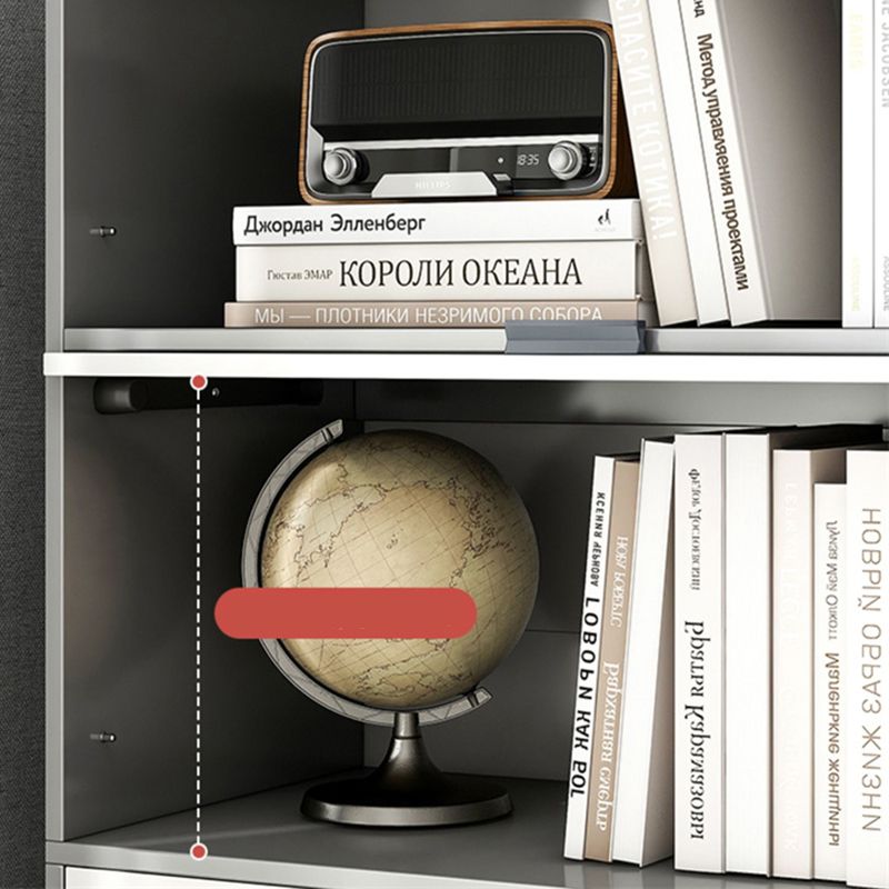 Wooden Engineered Wood Bookcase with Doors Closed Back Bookshelf Doors Included