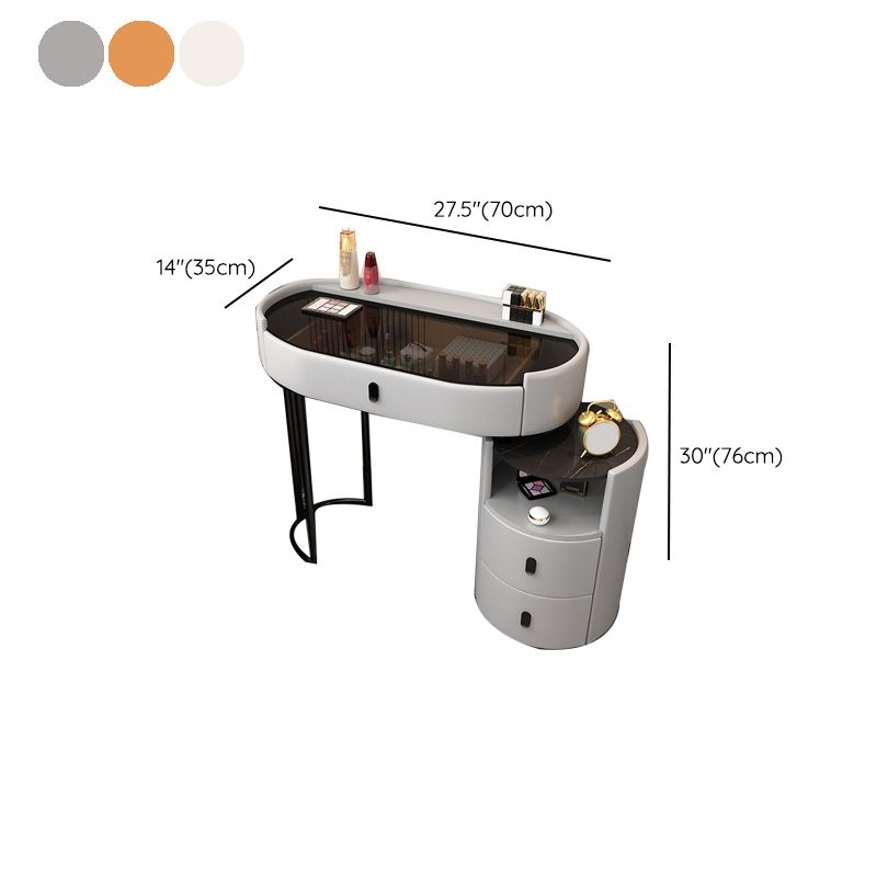 3 Drawers Glam Makeup Vanity Desk with Glass Top Makeup Vanity