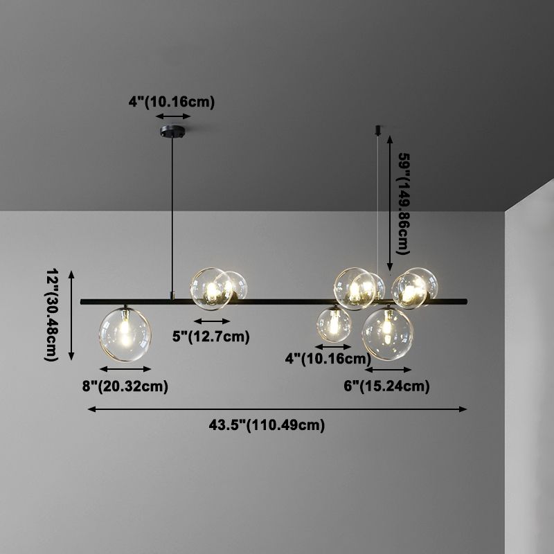 Estilo moderno de forma esférica luces de isla vidrio 9 Ideas de iluminación de la isla de la luz en negro