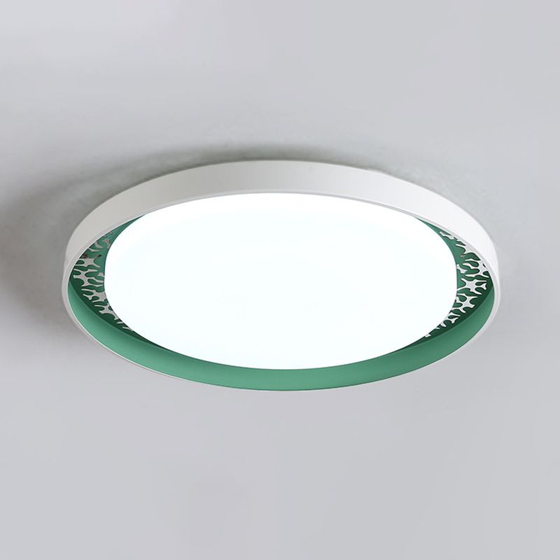 Minimalistische Scheibe Dünne Decke Flush Acryl Kinder Schlafzimmer LED Flush Mount Einbaubeleuchtung in Weiß/Grün/Rosa