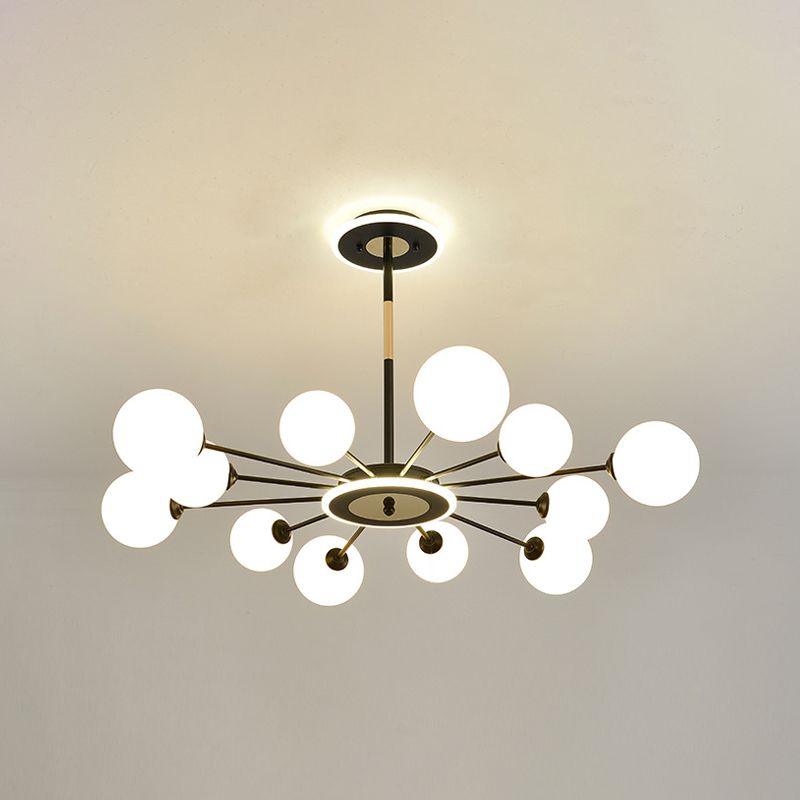 Glass Spherical Shape Chandelier Light Modern Style Multi Light Hanging Lamp for Bedroom