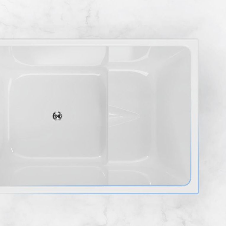 White Freestanding Bathtub Acrylic Soaking Rectangular Modern Bath