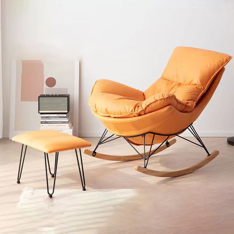 Modern Style Rocking Chair Upholstered Faux Leather Rocking Accent Chair Chair