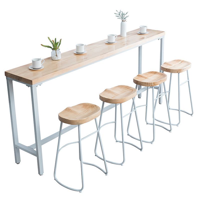 Modern Bar Height Table Solid Wood Top Bistro Bar Table with Trestle Base