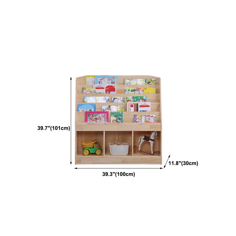 Natural Wooden Shelf Bookcase Pine Closed Back Book Shelf Modern