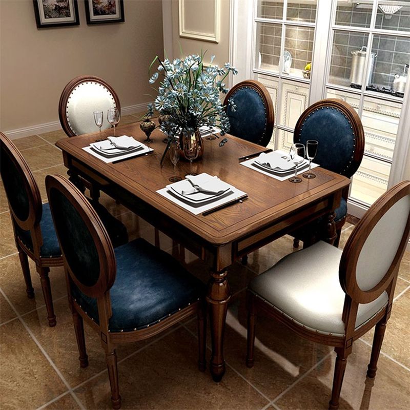 Rustic Style Solid Wood Set of 5 Dinette Table with Upholstered Chair