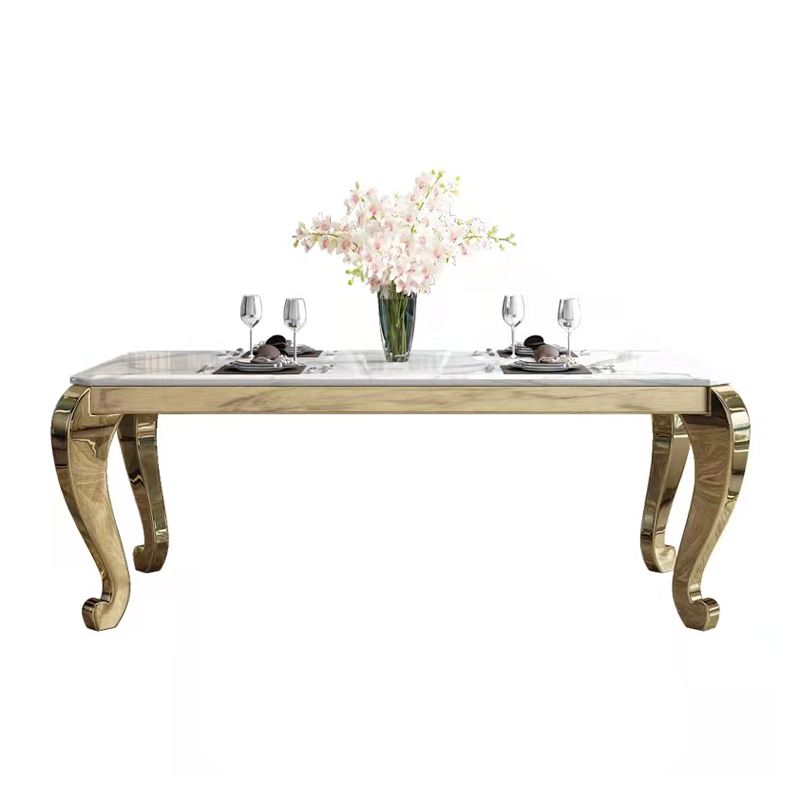Rectangle Shape Luxury Style Dining Table Marble Fixed Table for Kitchen