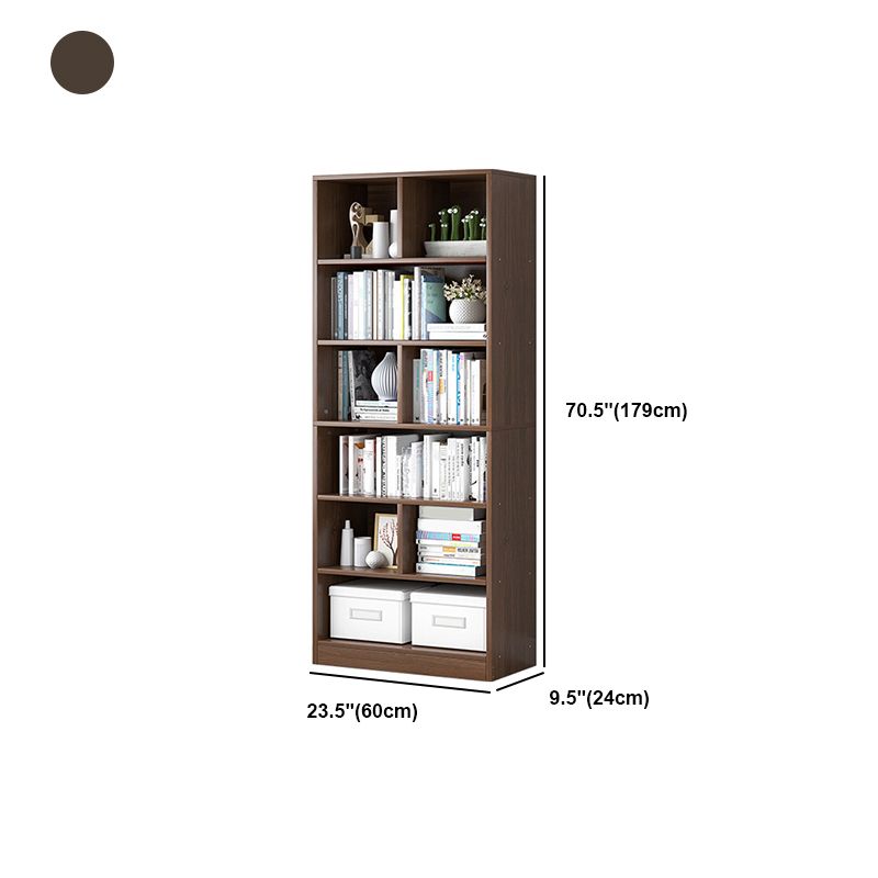 Modern Standard Book Shelf 70.47" H Closed Back Wooden Case in Matte Finish