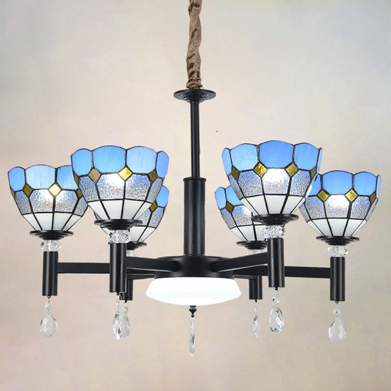 Lampadario in vetro colorato artigianale ombreggiato in stile mediterraneo lampada per lobby