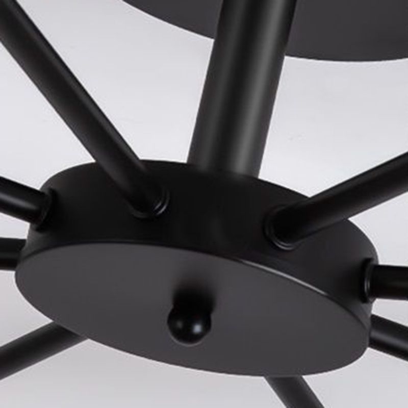 Contemporary Ceiling Lighting Black Semi Flush Mount Fixture with Glass for Living Room