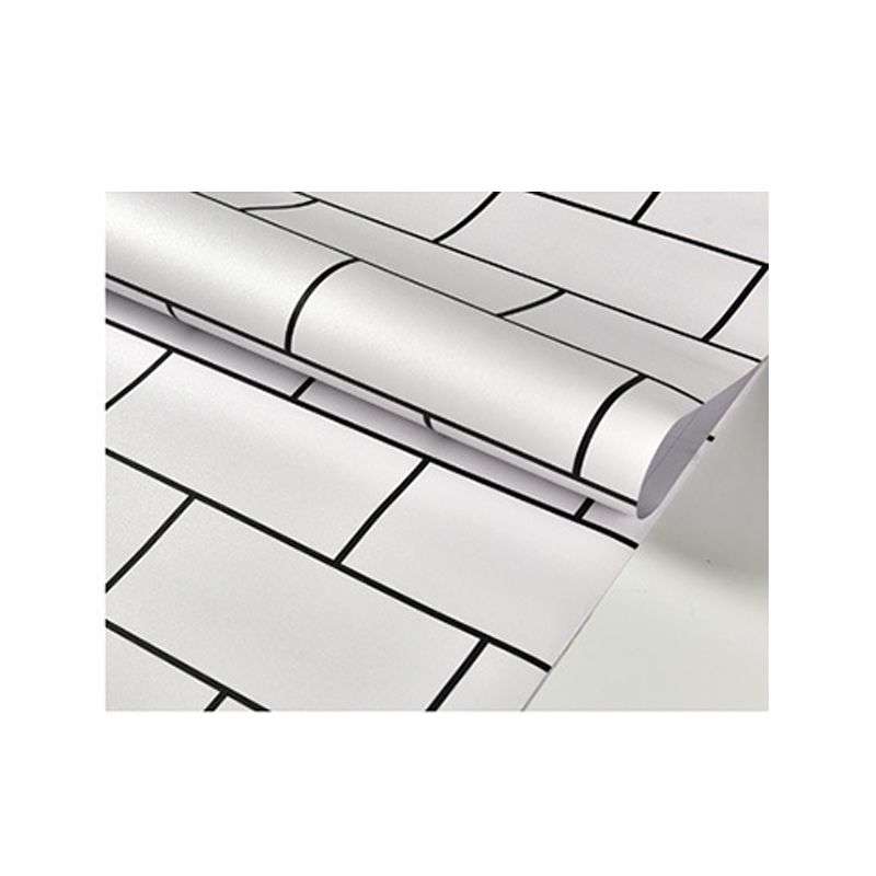 Natural Color 64.6 sq ft. PVC Water-Resistant Grid and Brick Wallpaper