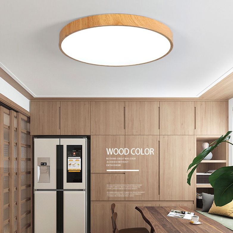Lámpara empotrada de madera circular moderna con montaje empotrado