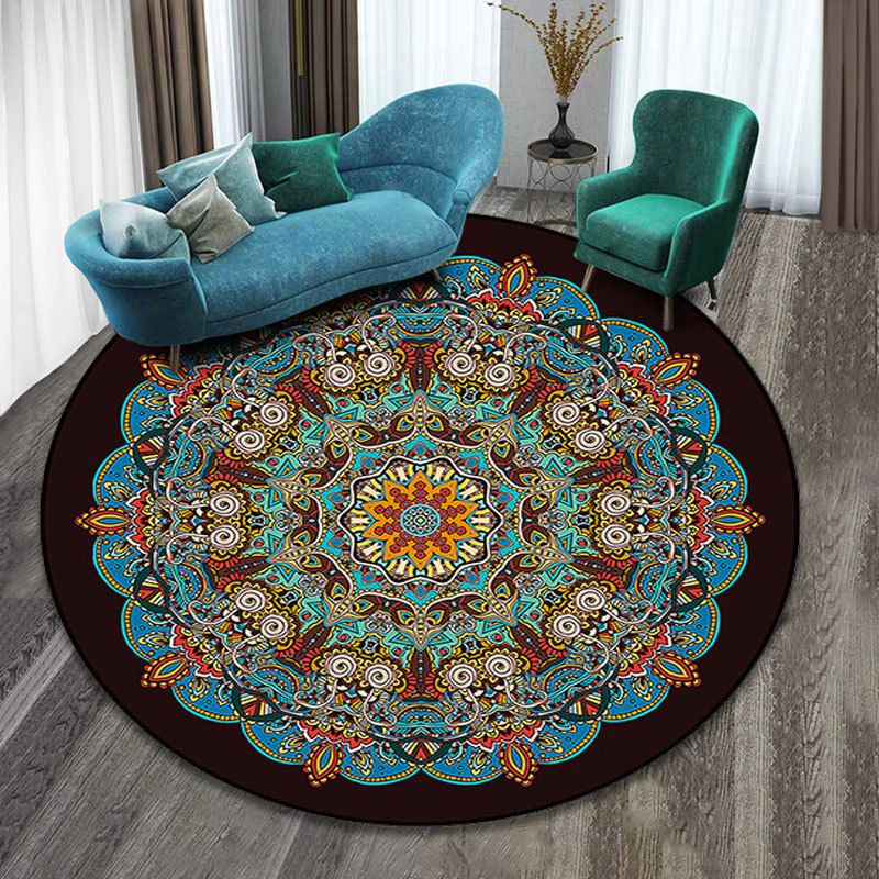 Tapis à imprimé tribal persan Polyester rond tapis intérieur
