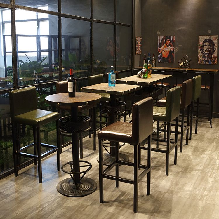 Modern Wood Storage Counter Height Table Brown Bistro Accent Dining Table